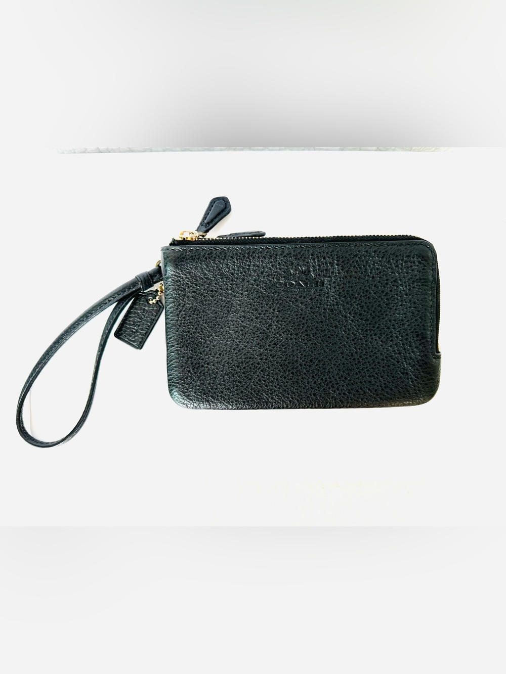 Coach Black Pebbled Leather Wristlet
